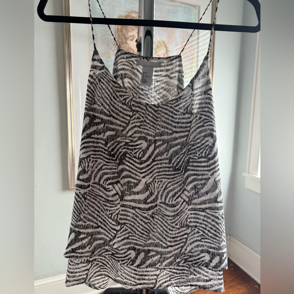 H&M Zebra Print Tank Top - Black and White